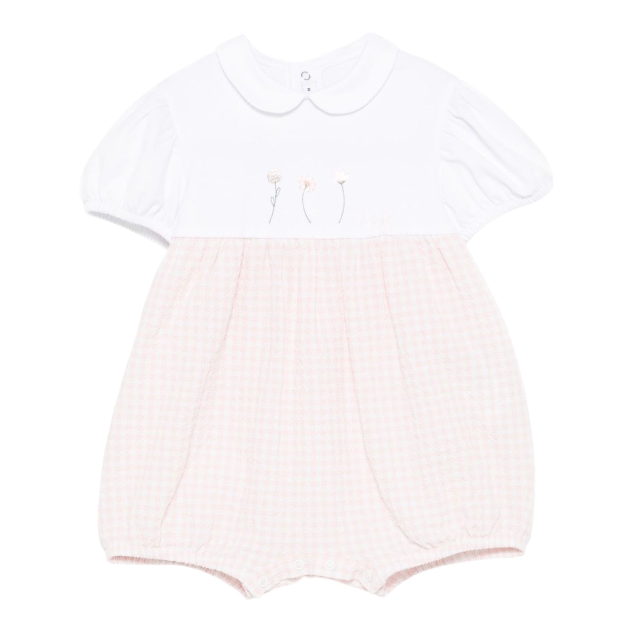 Il Gufo Pagliaccetto Mezza Manica Bicolore per Neonata P25TO270C3160 BIANCO/ROSA IL GUFO 