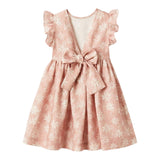 Il Gufo Abito Giromanica Tinta Unita con Fantasia Fiori per Bambina P25VM775L4002 ROSA IL GUFO 