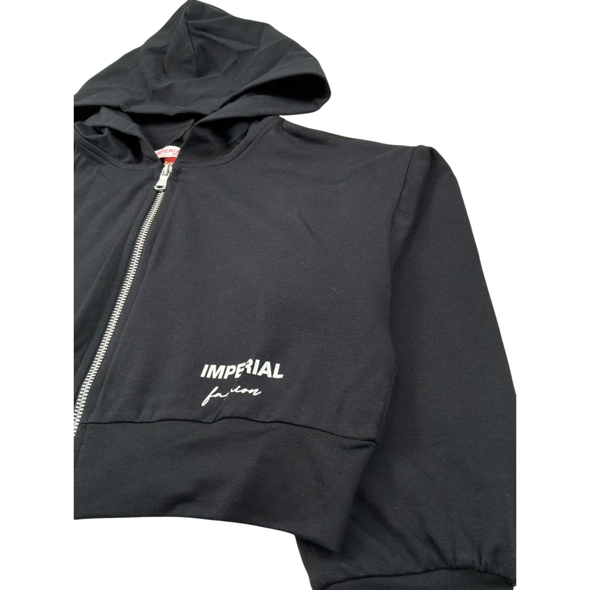 Imperial Felpa con Zip E Cappuccio Tinta Unita per Bambina LK08042G75 NERO IMPERIAL 