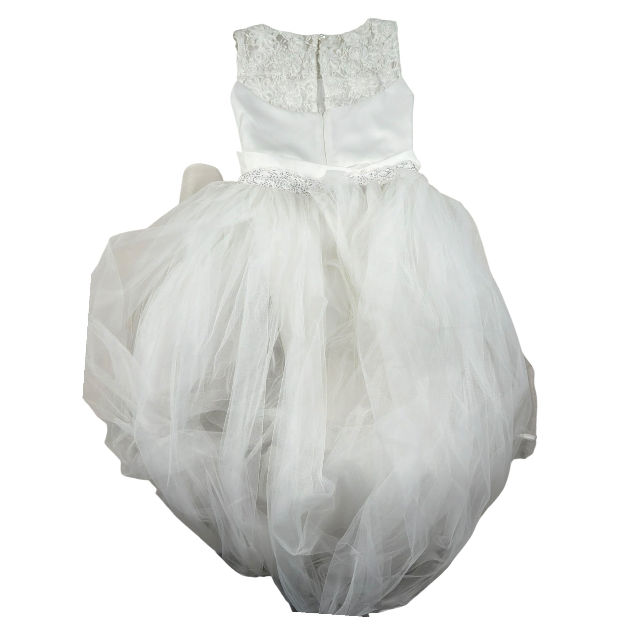 Isabel Tuta Cerimoniale Tinta Unita con Gonna Tulle per Bambina IS24C322S BIANCO ISABEL 