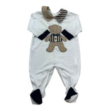 Isabel & Martinez Tutina Manica Lunga Tinta Unita con Orso per Neonato IM25N484 BIANCO ISABEL & MARTINEZ 