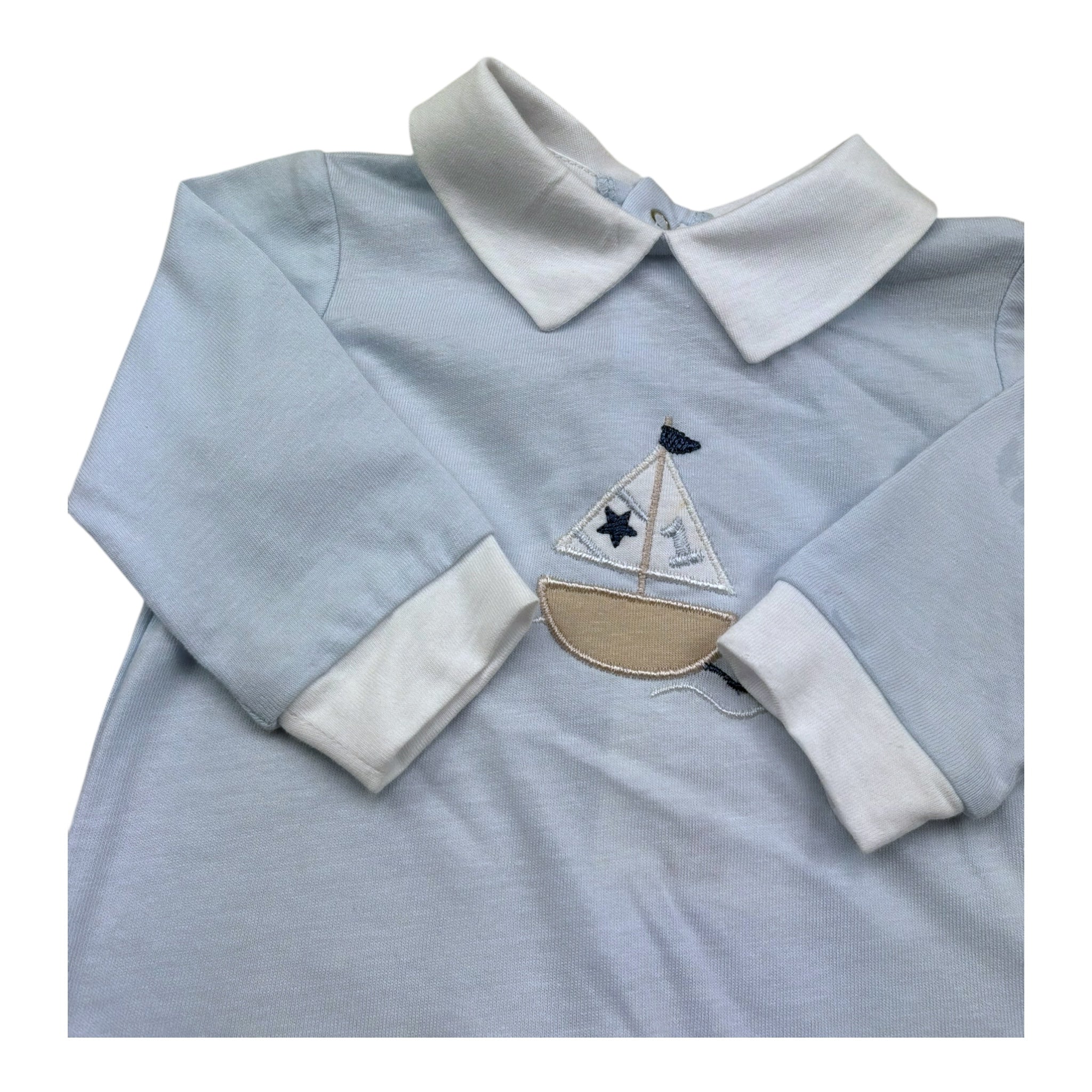 Isabel & Martinez Tutina Manica Lunga Tinta Unita con Ricamo per Neonato IM25N509 AZZURRO ISABEL & MARTINEZ 