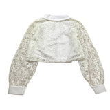 Janice Camicia Tinta Unita Traforata per Bambina JN707R BIANCO JANICE 