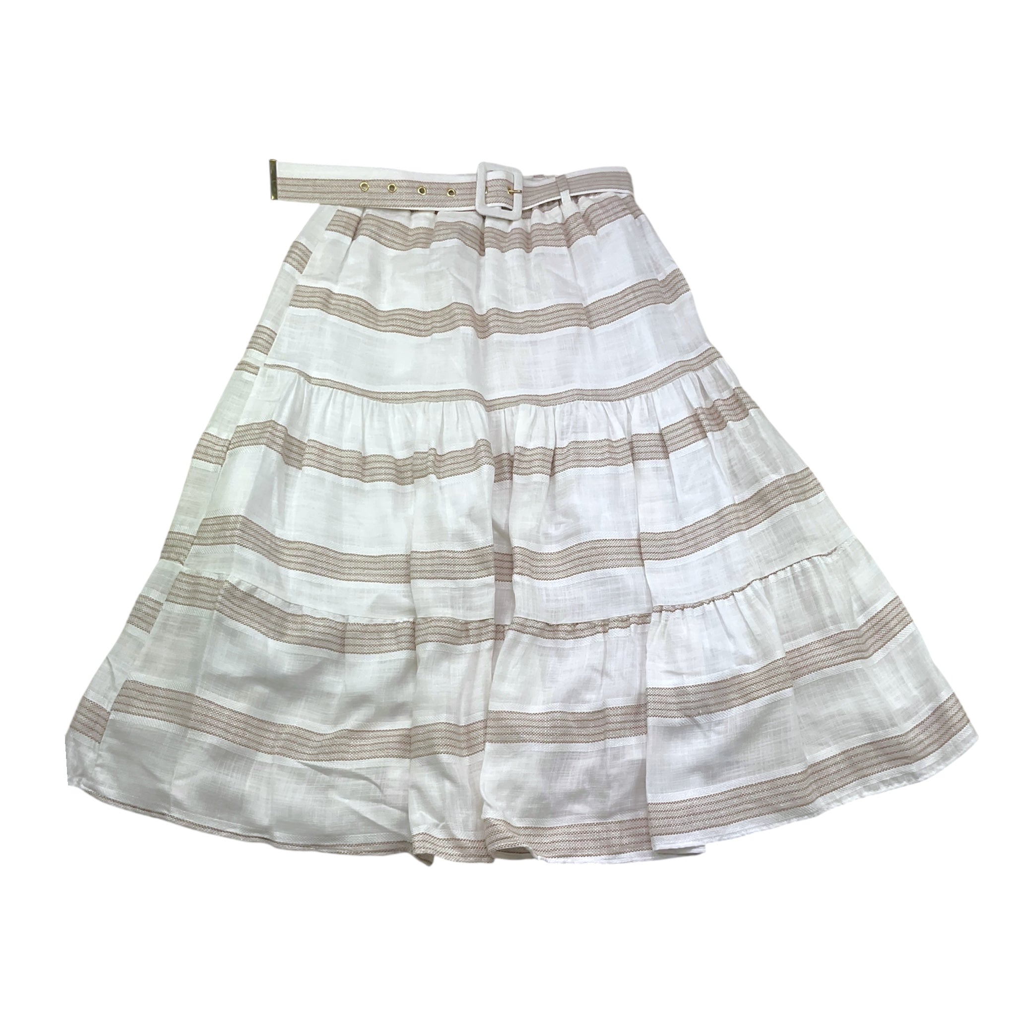Janice Gonna Tinta Unita con Fantasia A Righe per Bambina JN727R BIANCO JANICE 