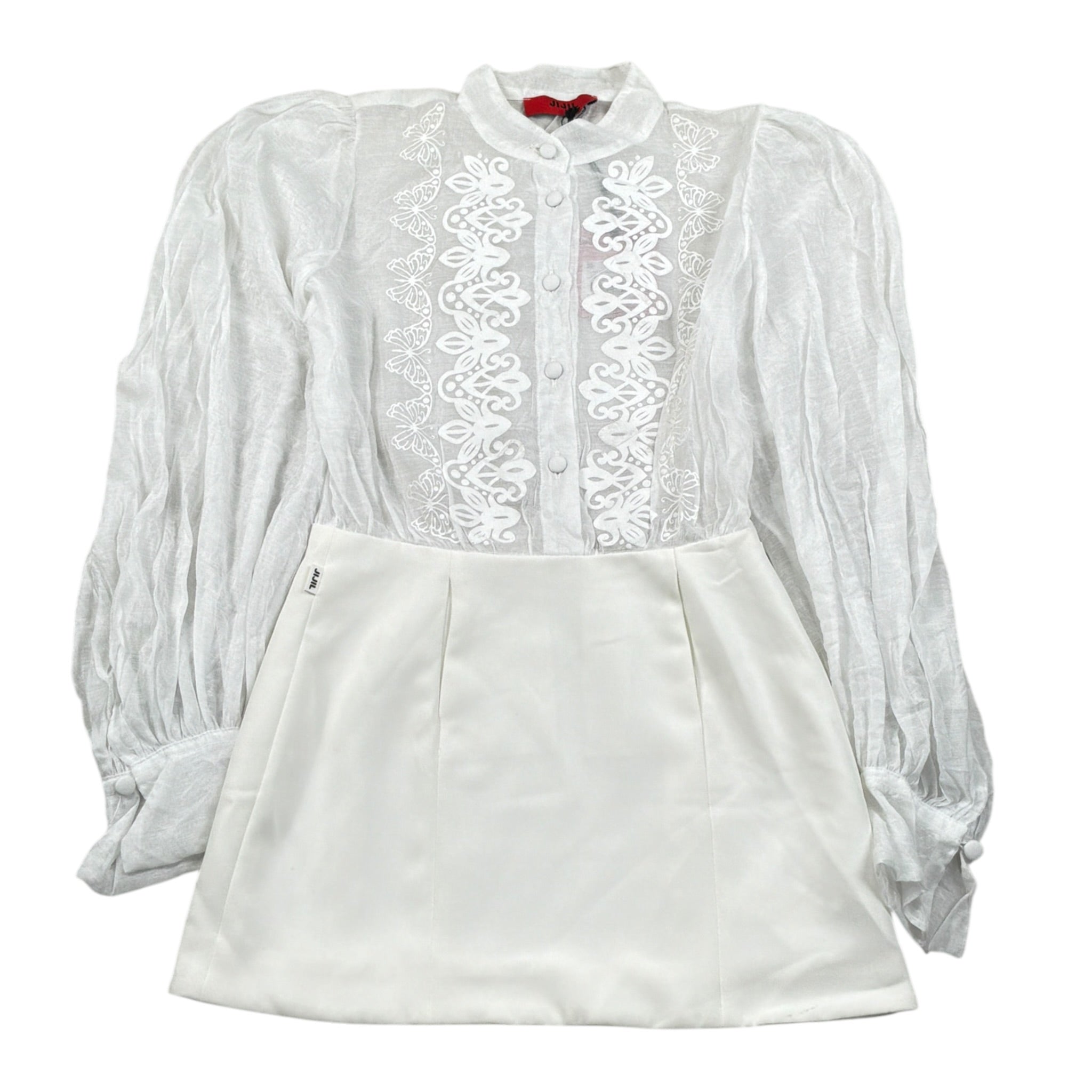 Jijil Abito tinta unita con Ricami Bianco per Bambina JJE23AB080 BIANCO JIJIL 