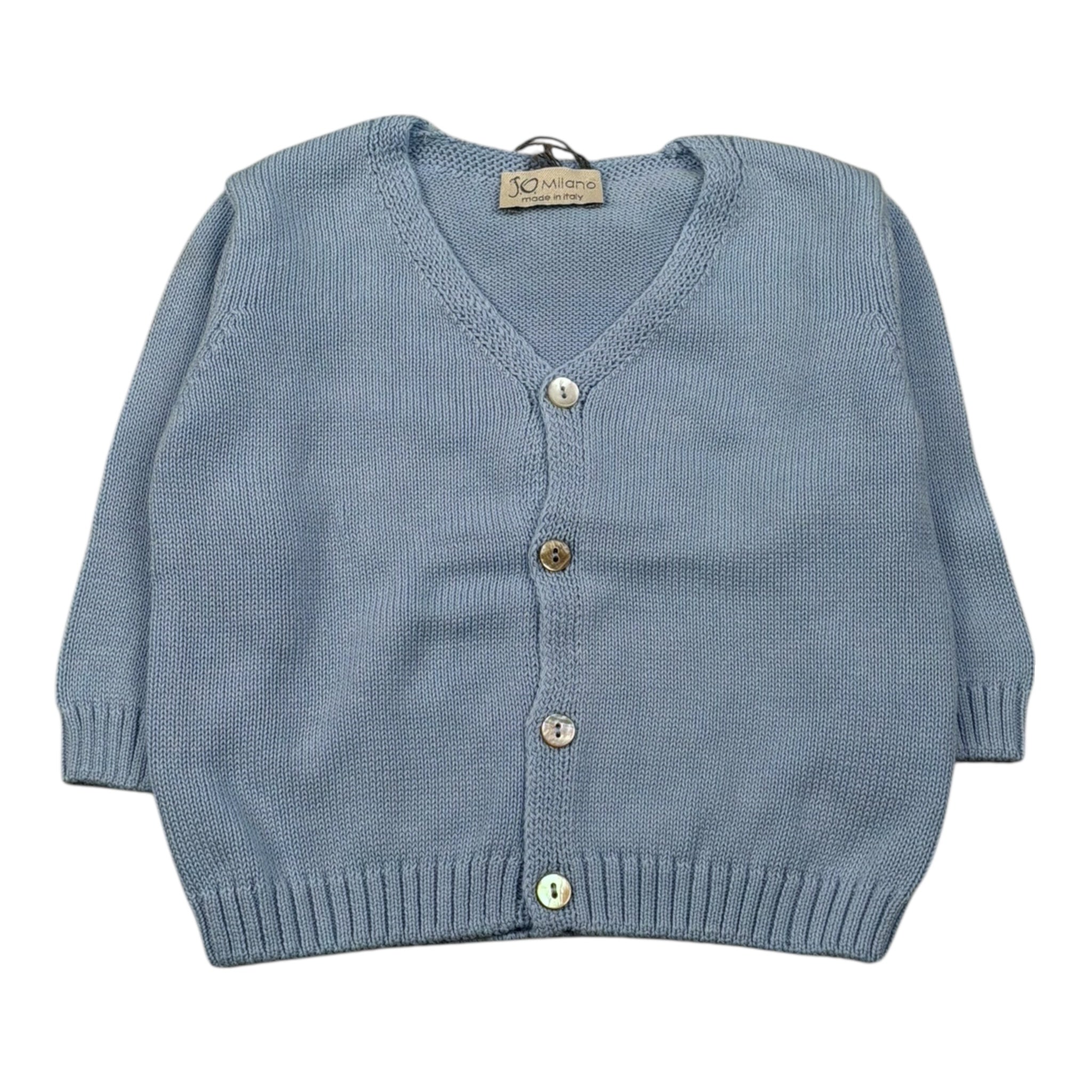J.O. Milano Cardigan Tinta Unita Scollo A V per Neonato 573Z2 AZZURRO J.O. MILANO 