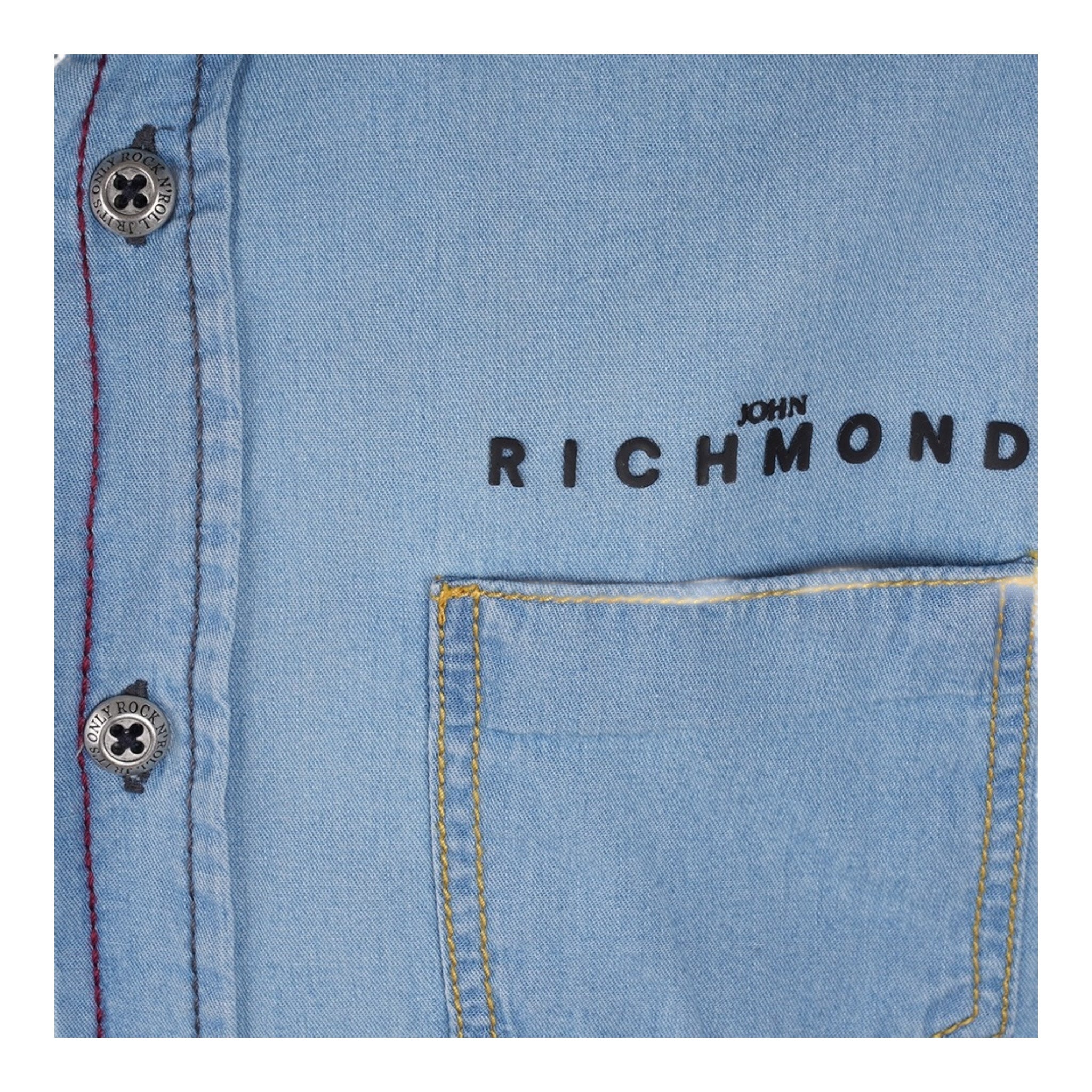 John Richmond Camicia In Denim Mezza Manica con Bottoni per Bambino RBP25158CE AZZURRO JOHN RICHMOND 
