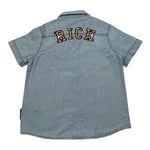 John Richmond Camicia Mezza Manica In Denim Tinta Unita per Neonato RBP25158CEB AZZURRO JOHN RICHMOND 