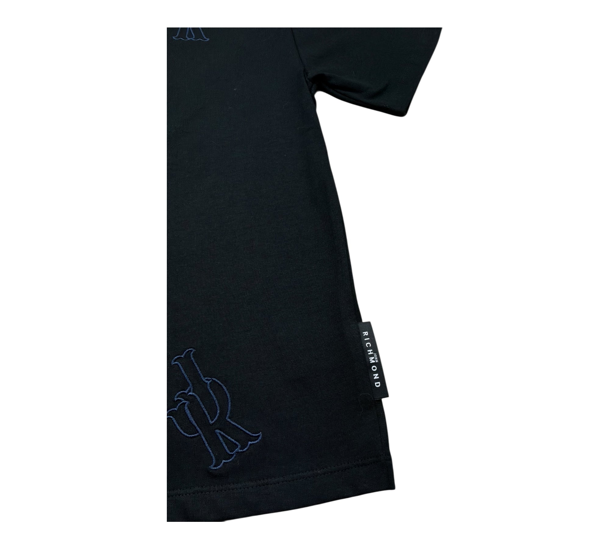 John Richmond T-Shirt Girocollo Tinta Unita con Ricami per Bambino RBP26099TS NERO JOHN RICHMOND 