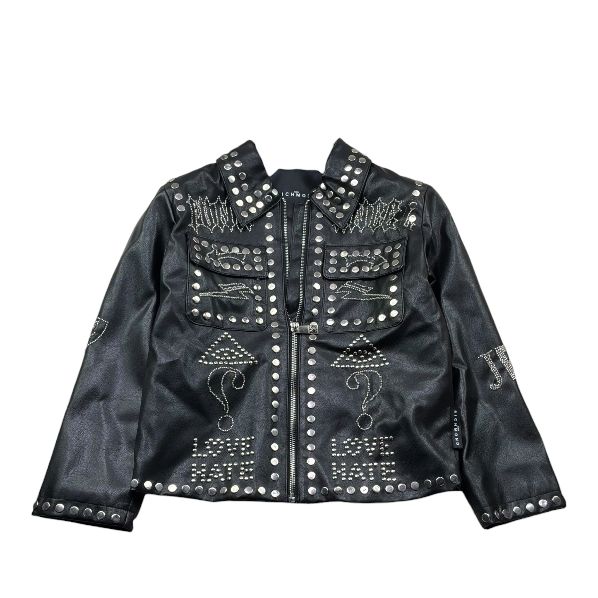 John Richmond Giubbino Ecopelle Tinta Unita con Borchie per Bambina RBP26174GB NERO JOHN RICHMOND 