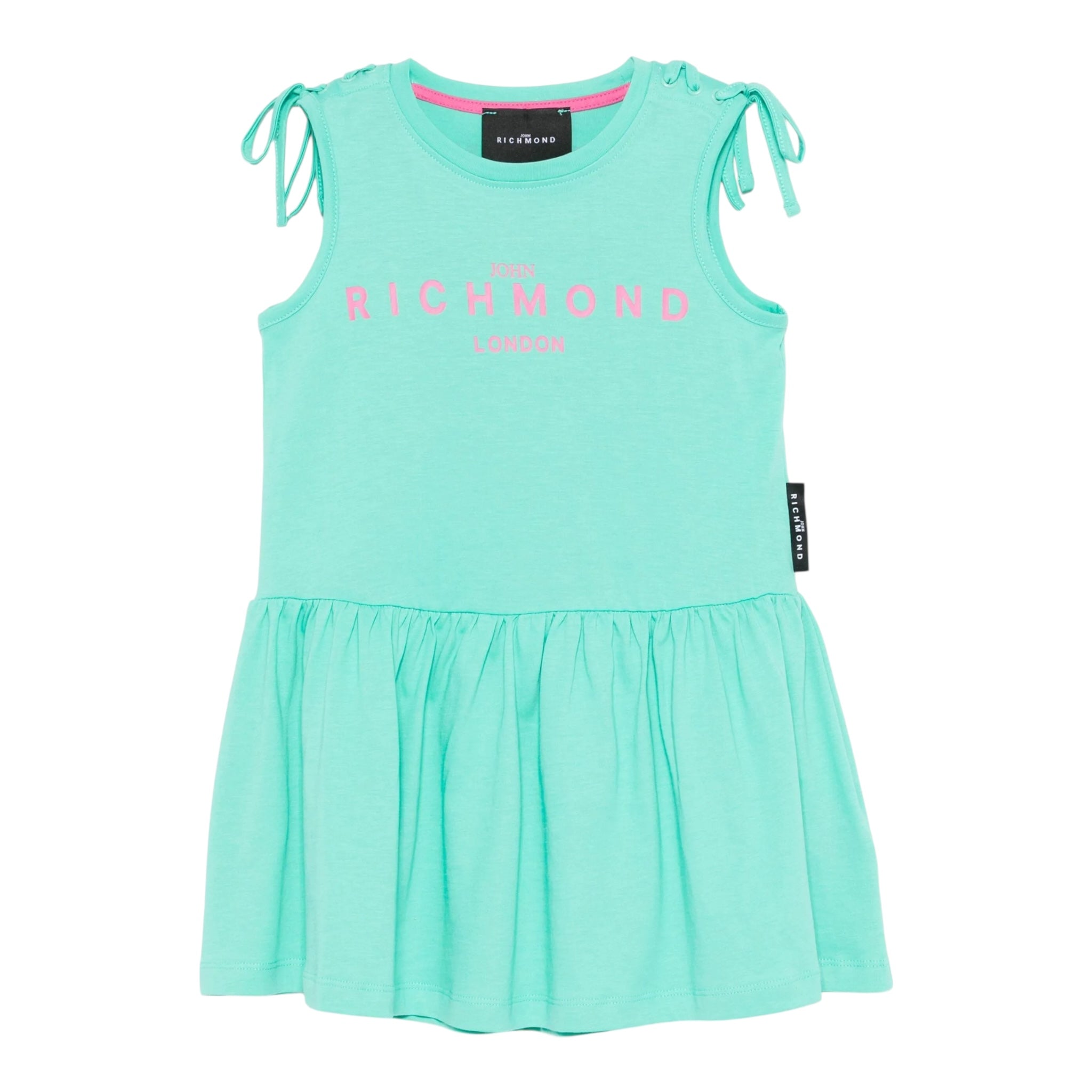 John Richmond Abito Tinta Unita con Logo Girocollo per Bambina RGP25008VE VERDE ACQUA JOHN RICHMOND 