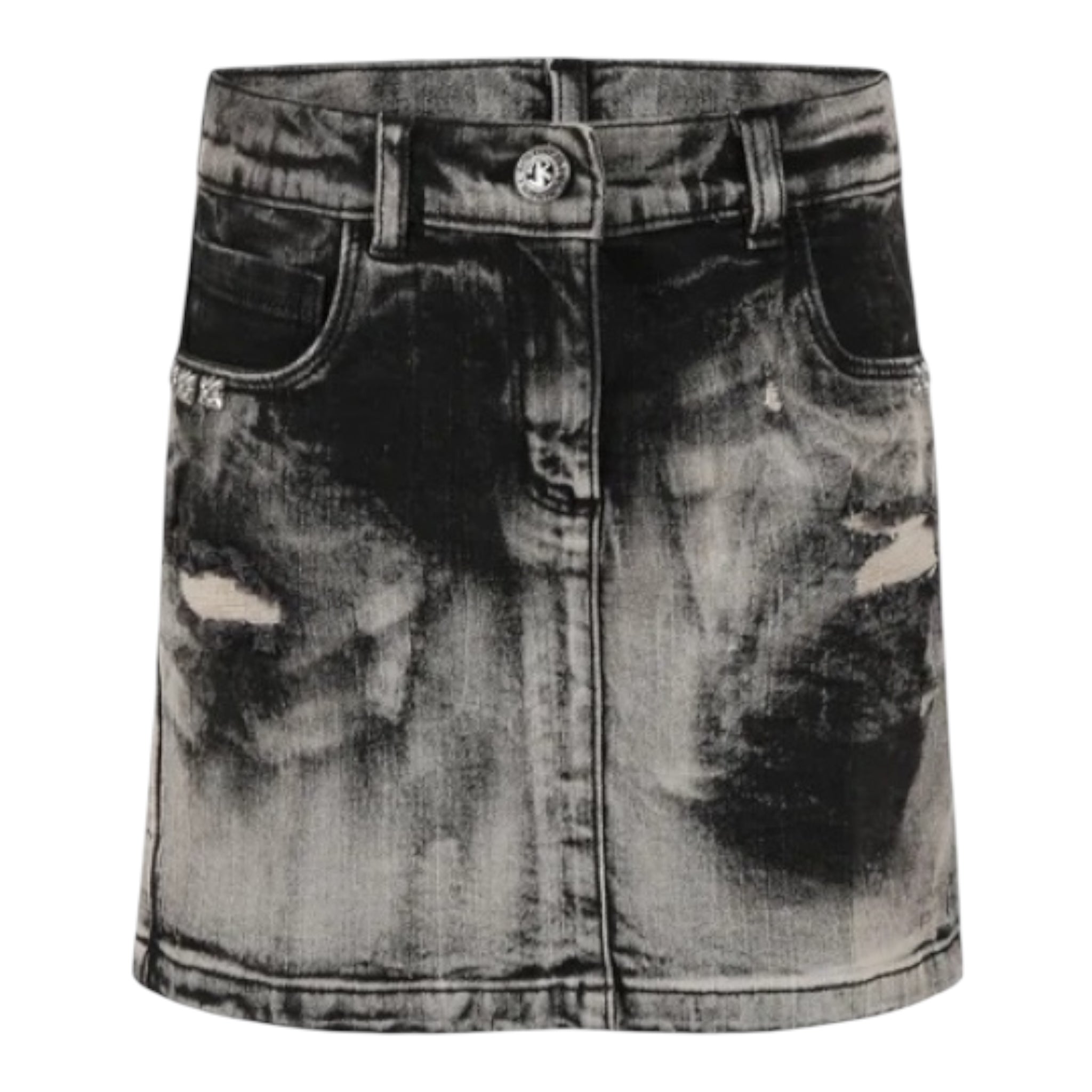 John Richmond Gonna In Denim Tinta Unita con Girovita Regolabile per Bambina RGP25016GO NERO JOHN RICHMOND 