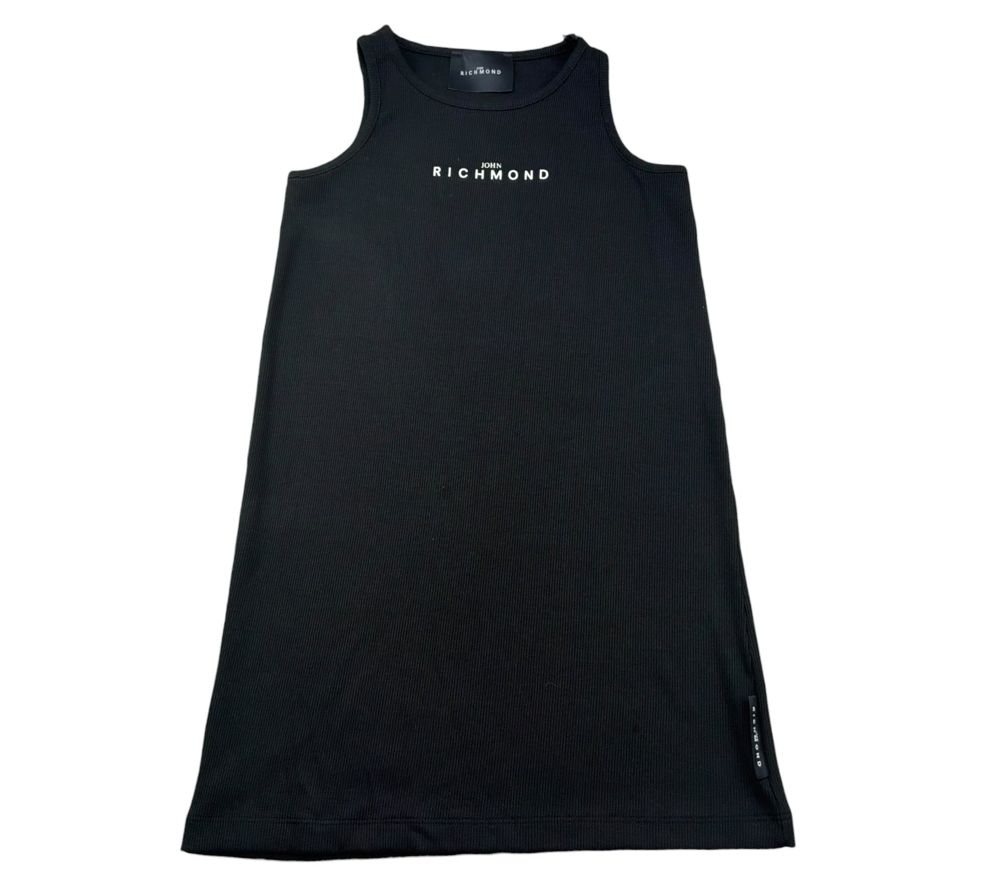 John Richmond Abito Giromanica Tinta Unita con Logo per Bambina RGP26003VE NERO JOHN RICHMOND 