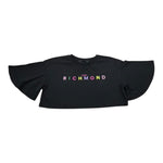John Richmond T-Shirt Modello Crop Tinta Unita con Stampa per Bambina RGP26008TO NERO JOHN RICHMOND 