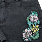 John Richmond Short In Denim Tinta Unita con Stampa per Bambina RGP26122SH NERO JOHN RICHMOND 