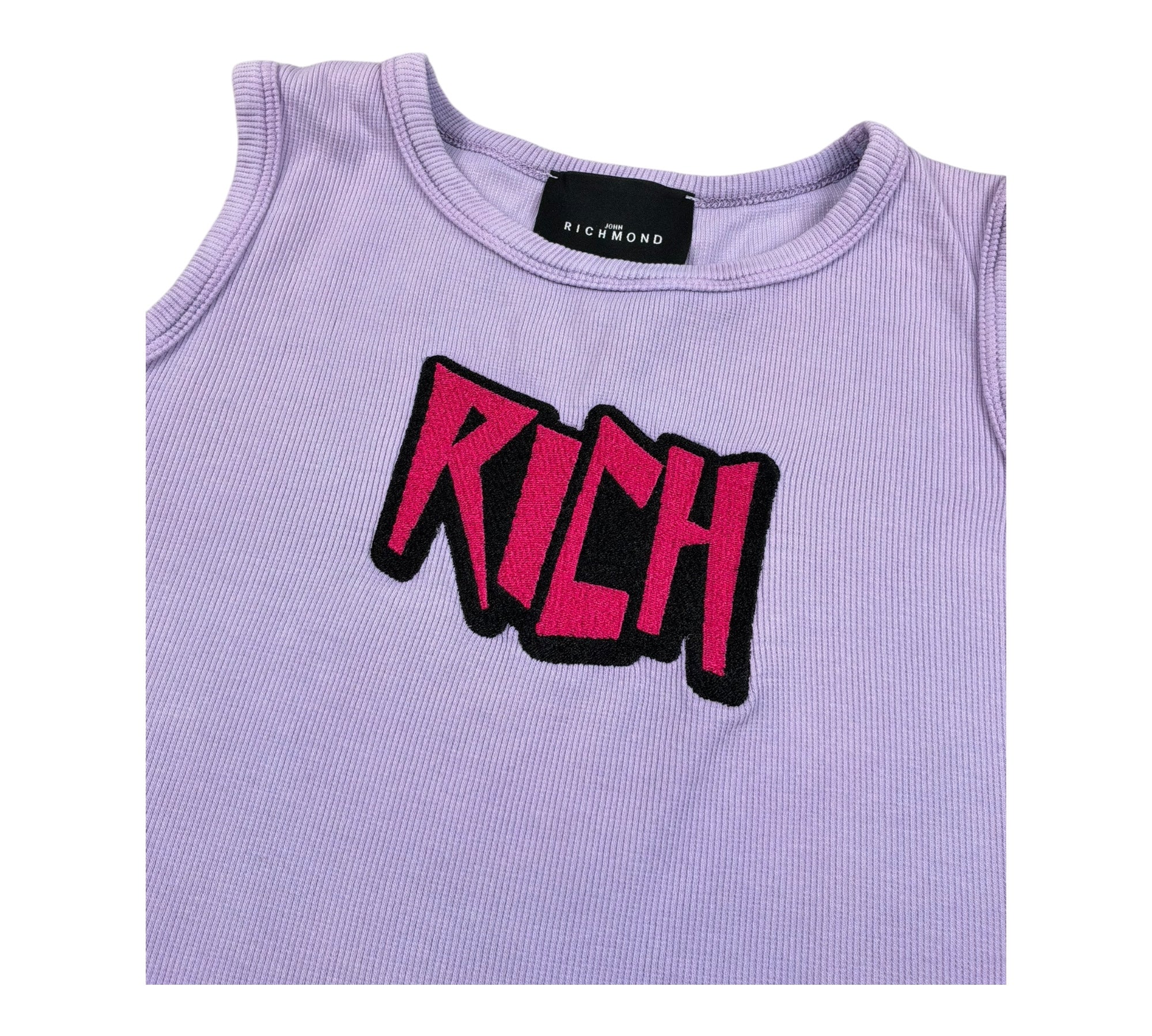 John Richmond Canotta Girocollo Tinta Unita con Logo per Bambina RGP26140CN LILLA JOHN RICHMOND 