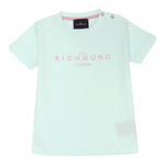 John Richmond T-Shirt Girocollo tinta unita con Stampa Verde Acqua per Bambina RIP25002TSSJ VERDE ACQUA JOHN RICHMOND 