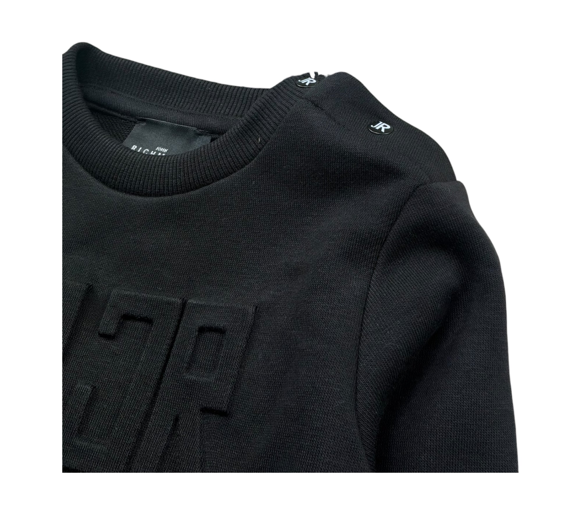 John Richmond Felpa Chiusa Girocollo Tinta Unita con Logo per Neonato RIP26014FE NERO JOHN RICHMOND 