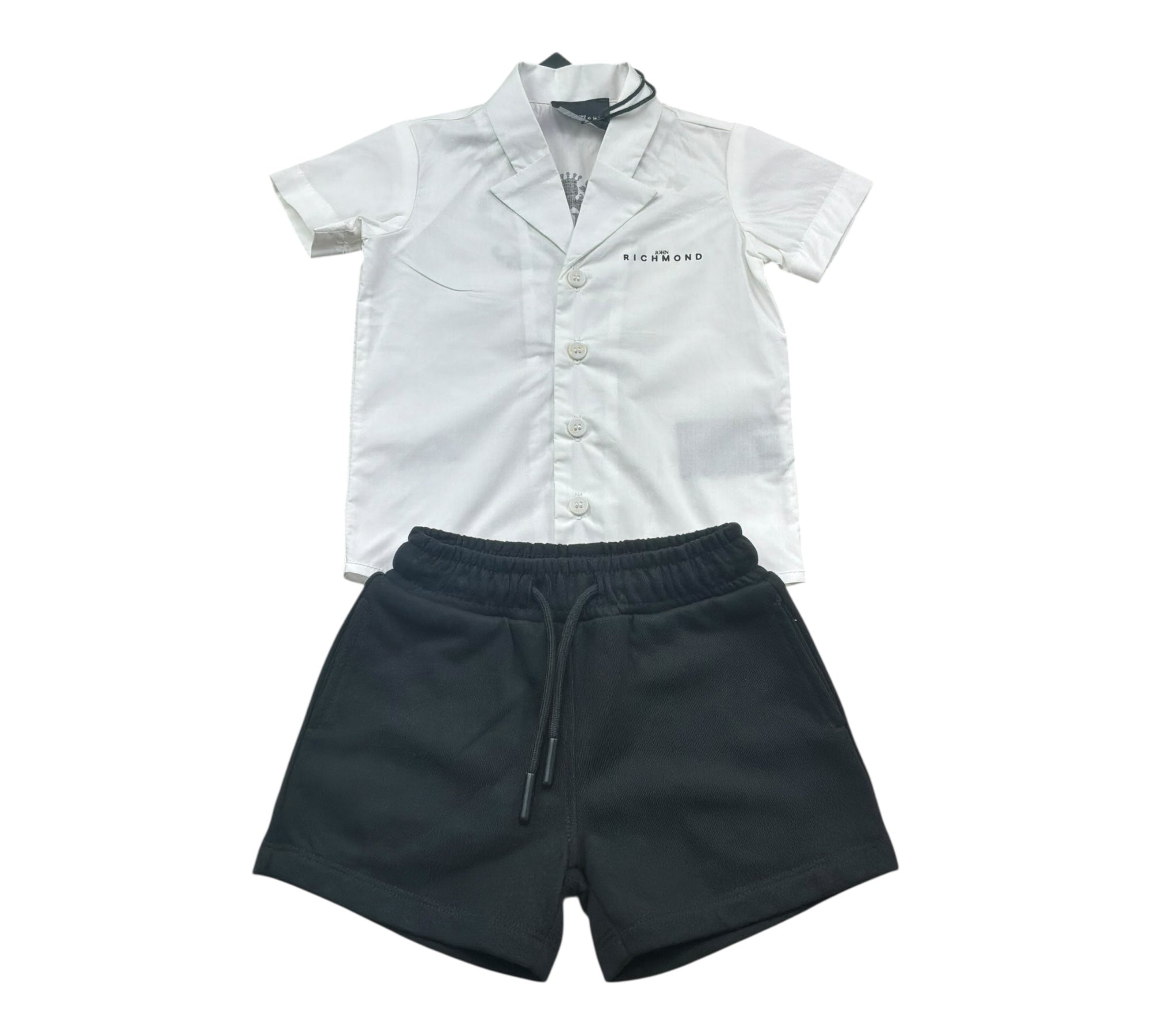 John Richmond Completo 2 Pezzi Camicia-Bermuda Bicolore per Neonato RIP26076CE BIANCO/NERO JOHN RICHMOND 