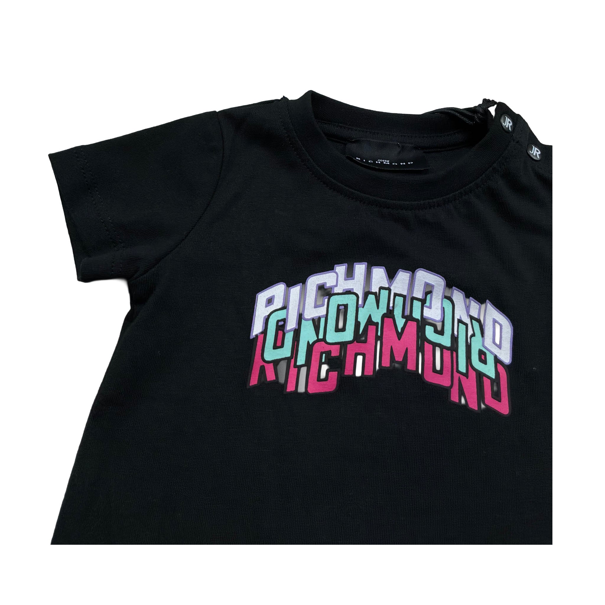 John Richmond T-Shirt Girocollo Tinta Unita con Logo per Neonata RIP26085TS NERO JOHN RICHMOND 