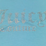 Juicy Couture T-Shirt Girocollo Tinta Unita con Brillantini per Bambina JBX6409 AZZURRO JUICY COUTURE 