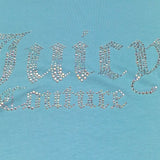 Juicy Couture T-Shirt Girocollo Tinta Unita con Brillantini per Bambina JBX6409 AZZURRO JUICY COUTURE 