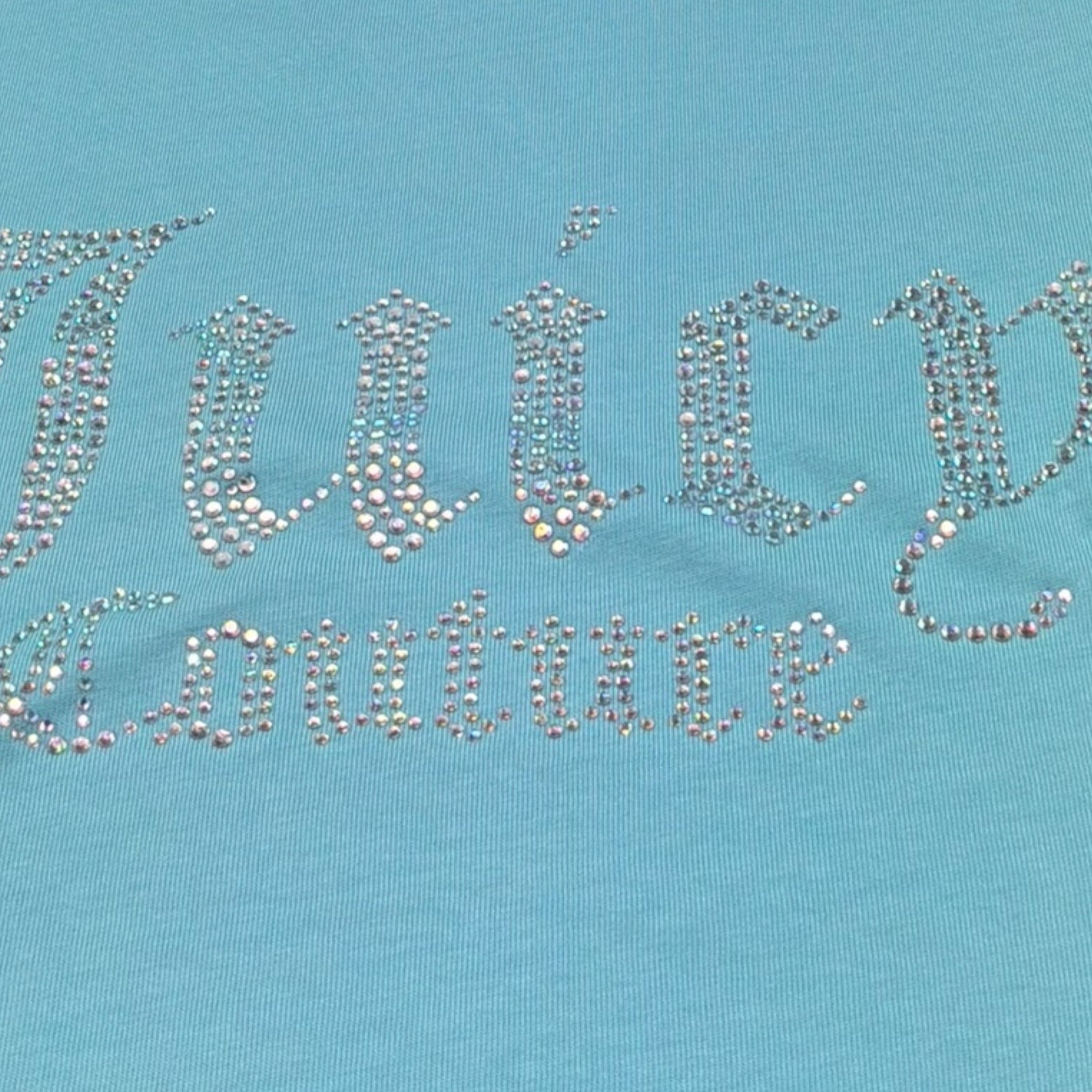 Juicy Couture T-Shirt Girocollo Tinta Unita con Brillantini per Bambina JBX6409 AZZURRO JUICY COUTURE 
