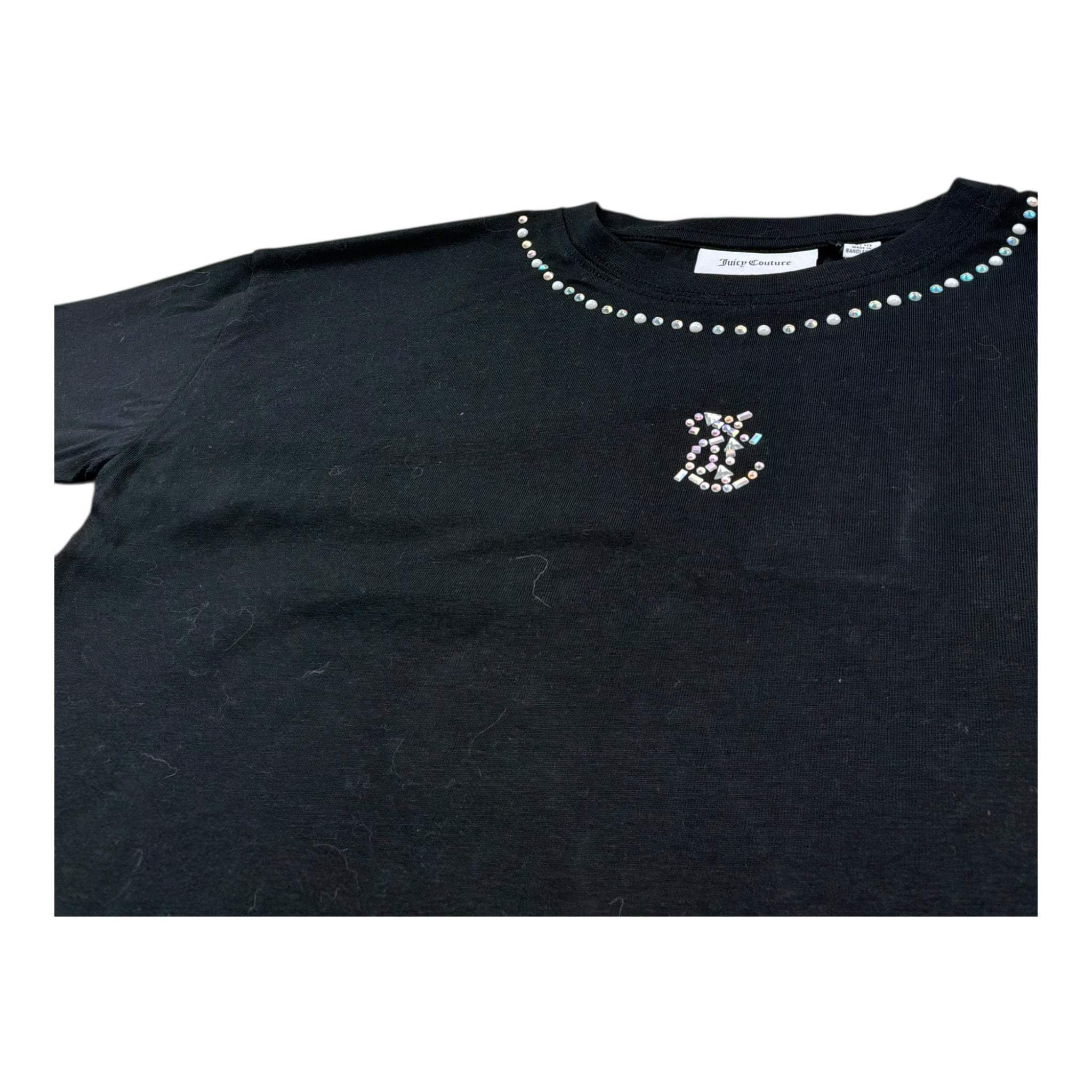 Juicy Couture T-Shirt Girocollo Tinta Unita con Stampa per Bambina JBX6629 NERO JUICY COUTURE 