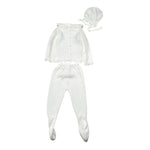 Juliana Completo 3 Pezzi Maglia-Ghettina-Cappello Bianco per Neonata 25036 BIANCO JULIANA 