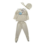 Juliana Completo 3 Pezzi Maglia-Ghettina-Cappello Beige per Neonata 25039 BEIGE JULIANA 