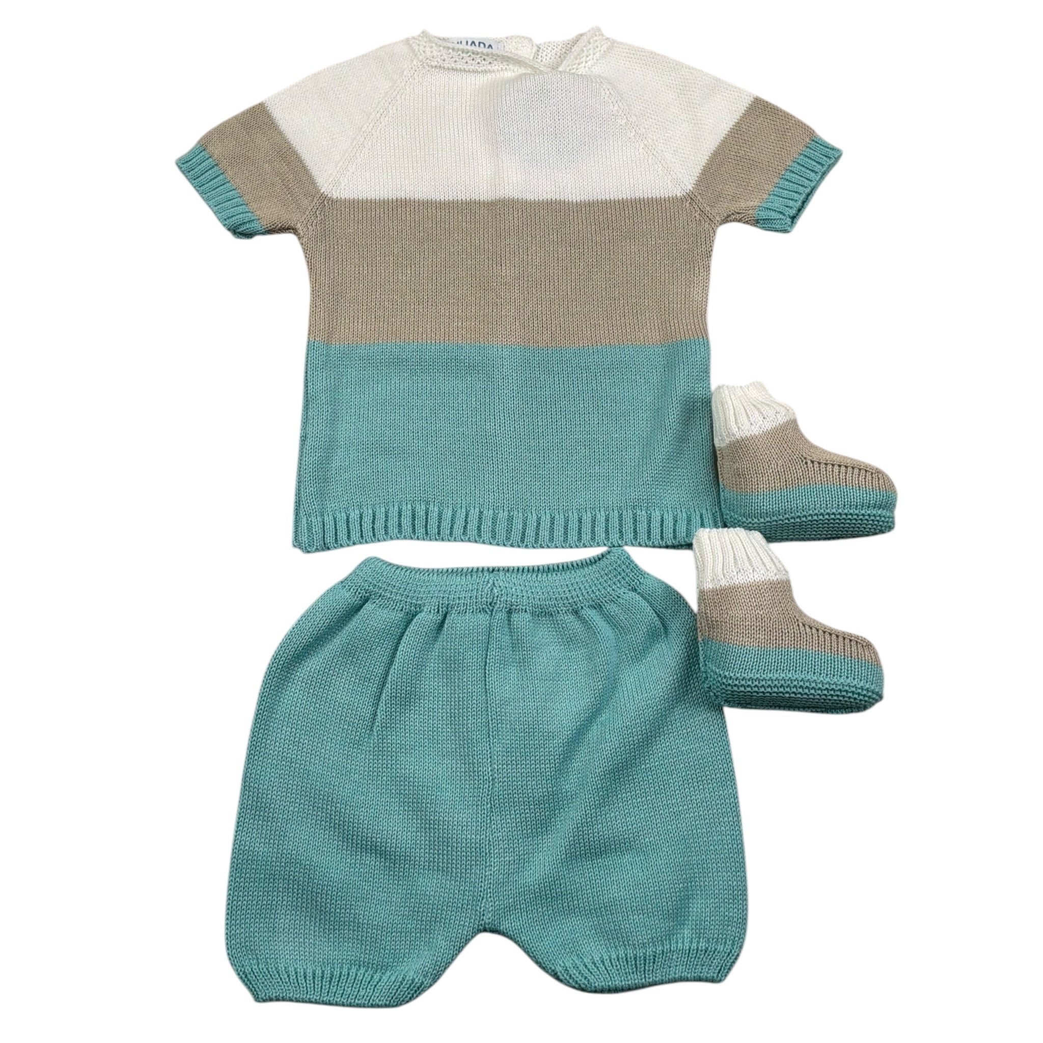 Juliana Completo 3 Pezzi T-Shirt-Culotte-Babbucce per Neonato 25067 MULTICOLOR JULIANA 