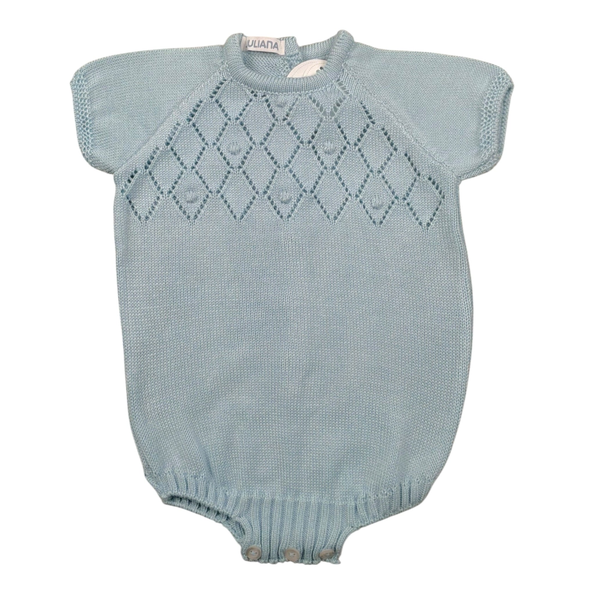 Juliana Pagliaccetto Mezza Manica tinta unita Cn Ricami Azzuro per Neonato 25162X AZZURRO JULIANA 