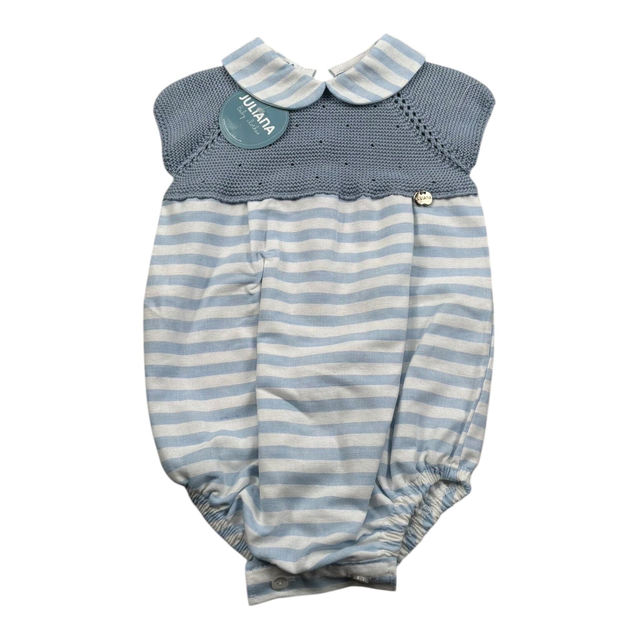 Juliana Pagliaccetto Mezza Manica Fantasia A Righe per Neonato 25169 AZZURRO POLVERE JULIANA 