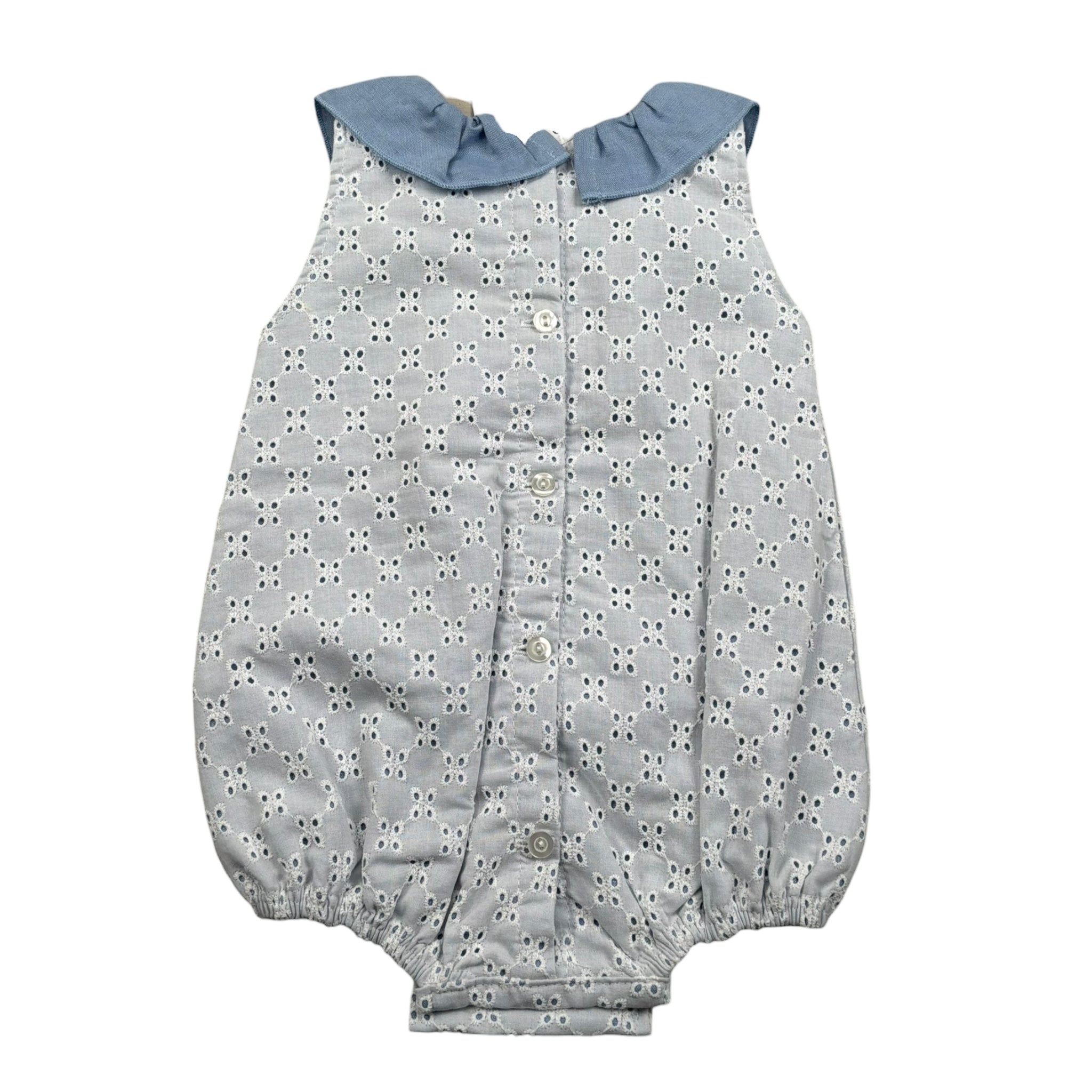 Juliana Pagliaccetto Giromanica Tinta Unita In Pizzo Sangallo per Neonata 25178 BIANCO/BLU JULIANA 