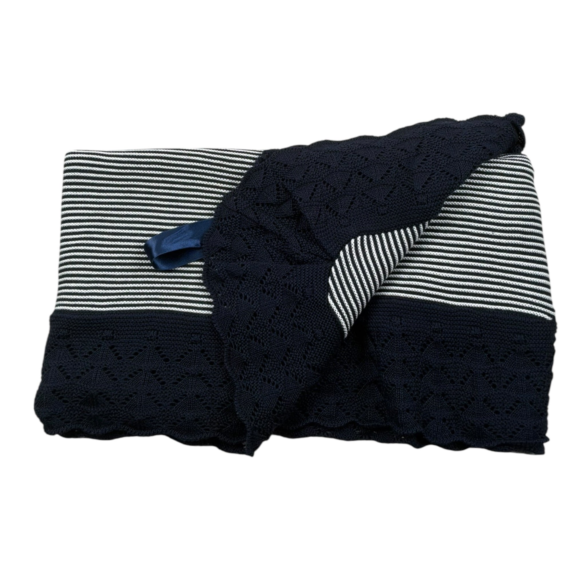 Juliana Coperta Tinta Unita con Fantasia A Righe per Neonata J3007 BLU JULIANA 