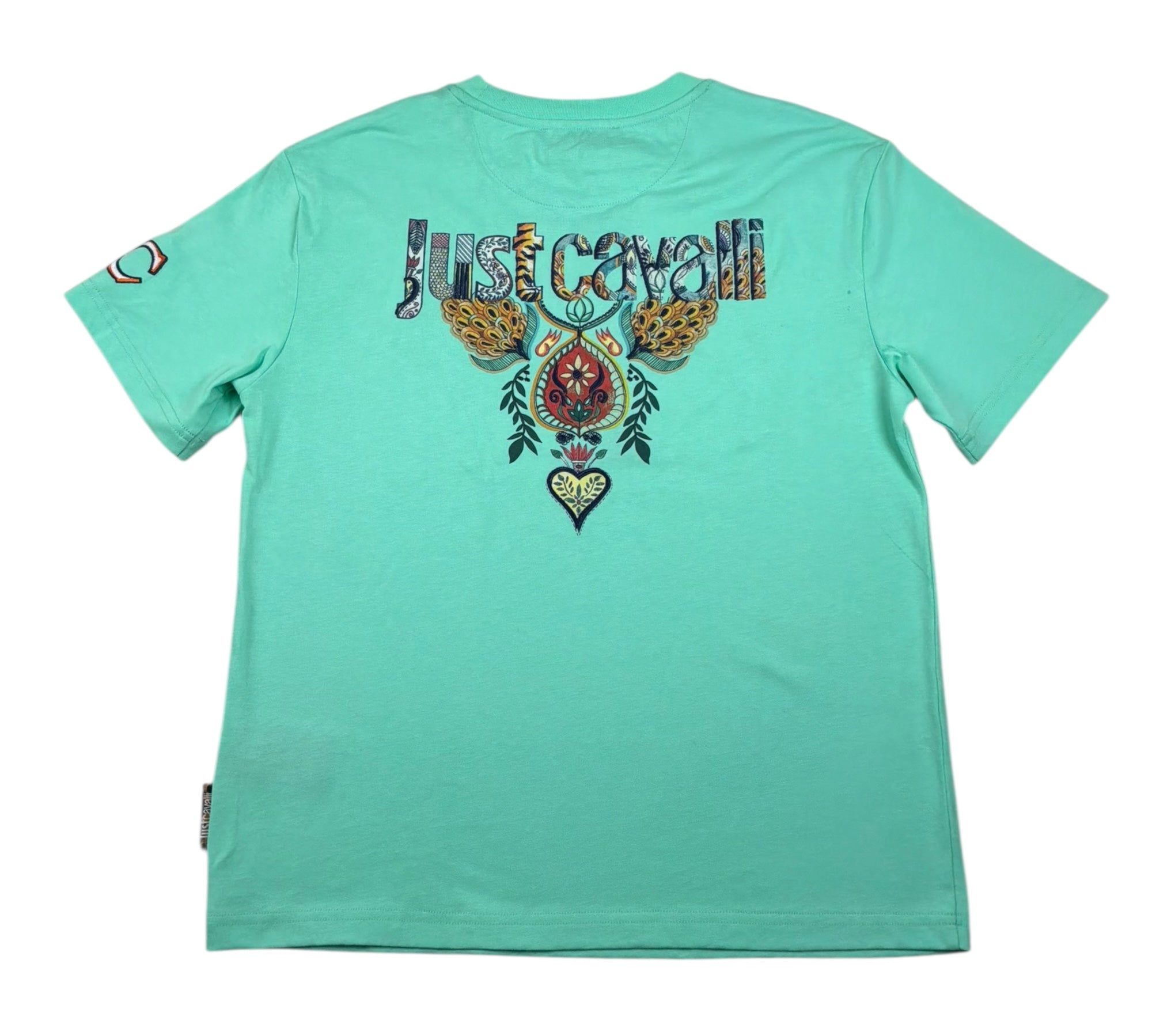 Just Cavalli T-Shirt Girocollo Tinta Unita con Stampa per Bambino JBP26086CJ VRDE ACQUA JUST CAVALLI 
