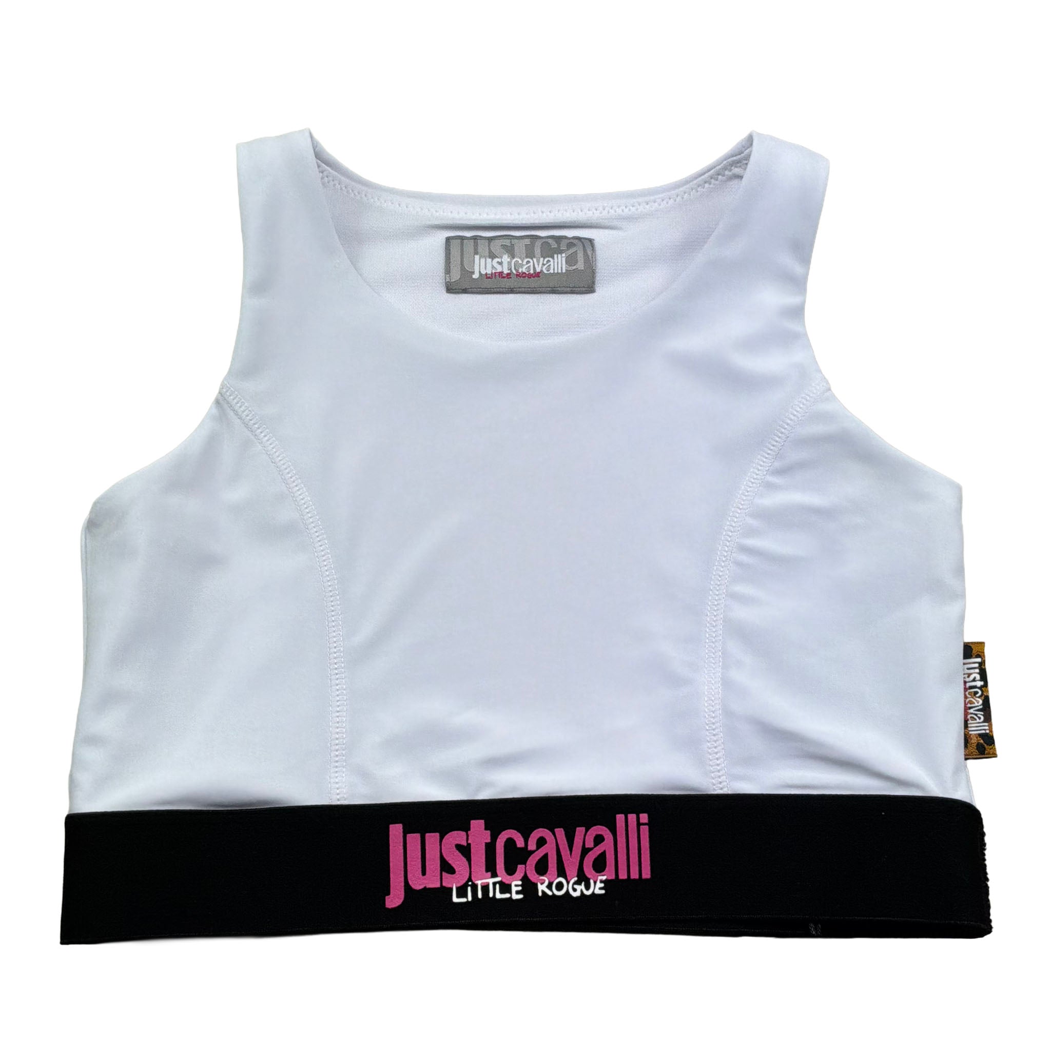 Just Cavalli Top Giromanica Tinta Unita con Logo per Bambina JGP26055TO BIANCO JUST CAVALLI 