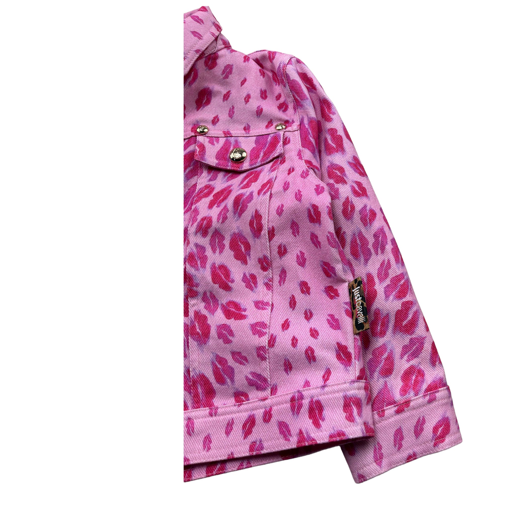 Just Cavalli Giubbino In Denim Tinta Unita con Stampe Baci per Neonata JIP26001GB ROSA JUST CAVALLI 