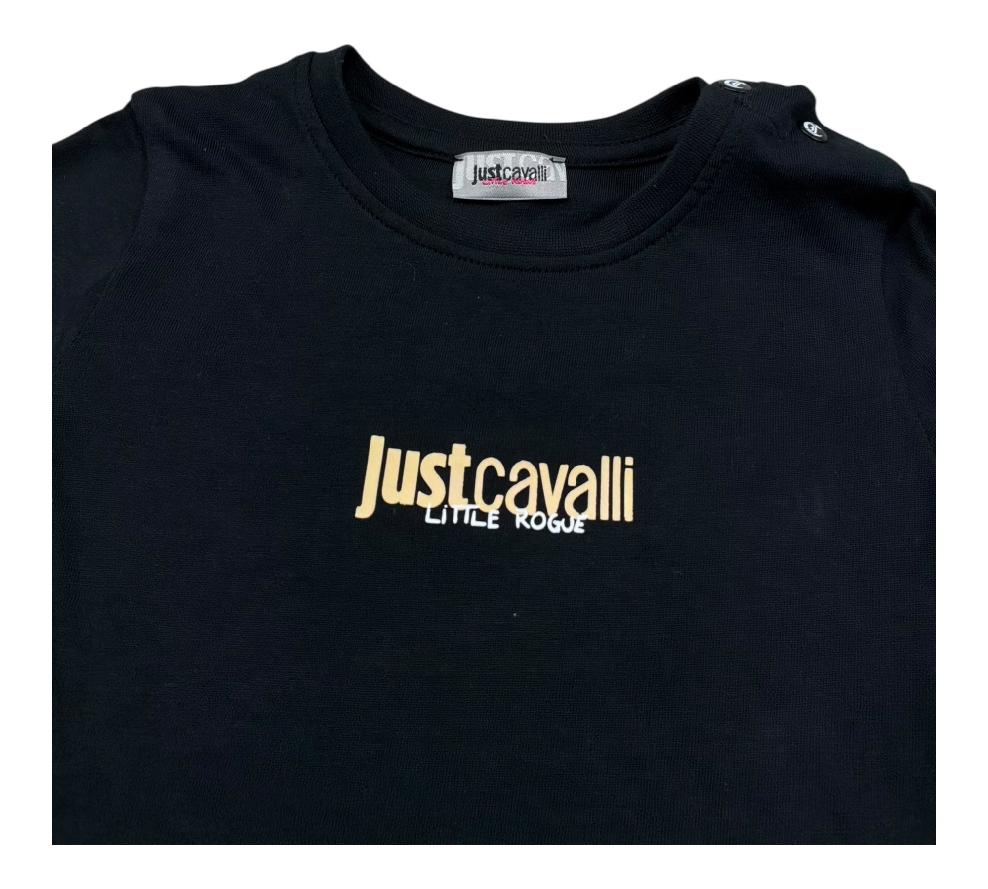Just Cavalli T-Shirt Girocollo Tinta Unita con Logo per Neonato JIP26035CJ NERO JUST CAVALLI 