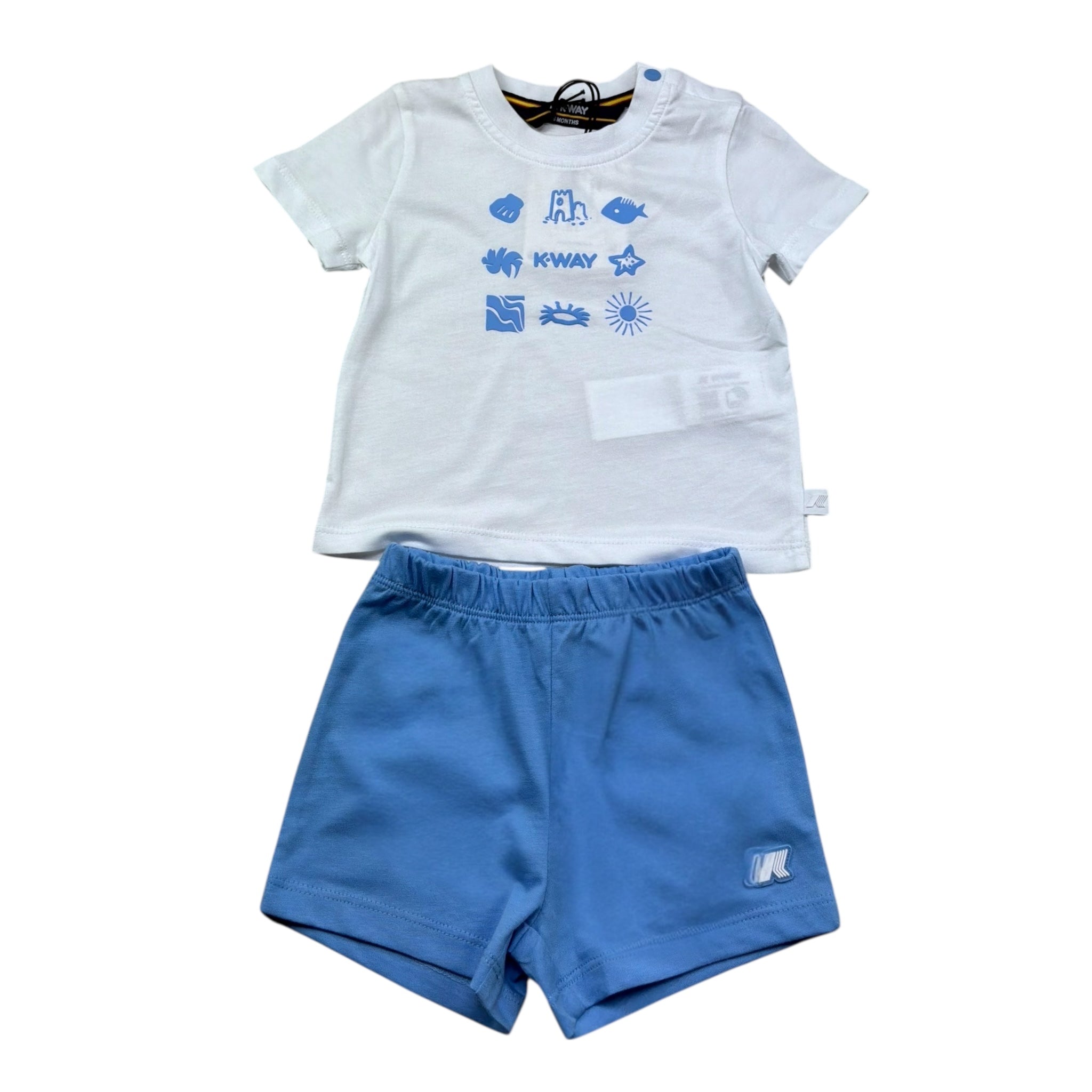 K-Way Completo 2 Pezzi Bicolore T-Shirt-Bermuda per Neonato K2151EW BIANCO/BLU K-WAY 