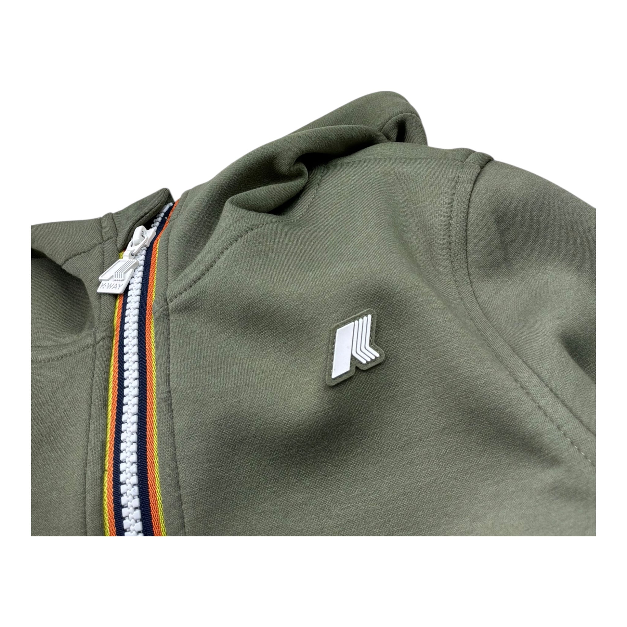 K-Way Felpa Tinta Unita con Zip E Cappuccio per Bambino K61385W VERDE K-WAY 