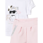Karl Lagerfeld Completo 2 Pezzi T-Shirt-Short Bicolore Bianco/Rosa per Neonata Z30513 BIANCO/ROSA KARL LAGERFELD 