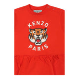 Kenzo Abito Mezza Manica Tinta Unita con Logo per Neonata K60941 ROSSO KENZO 