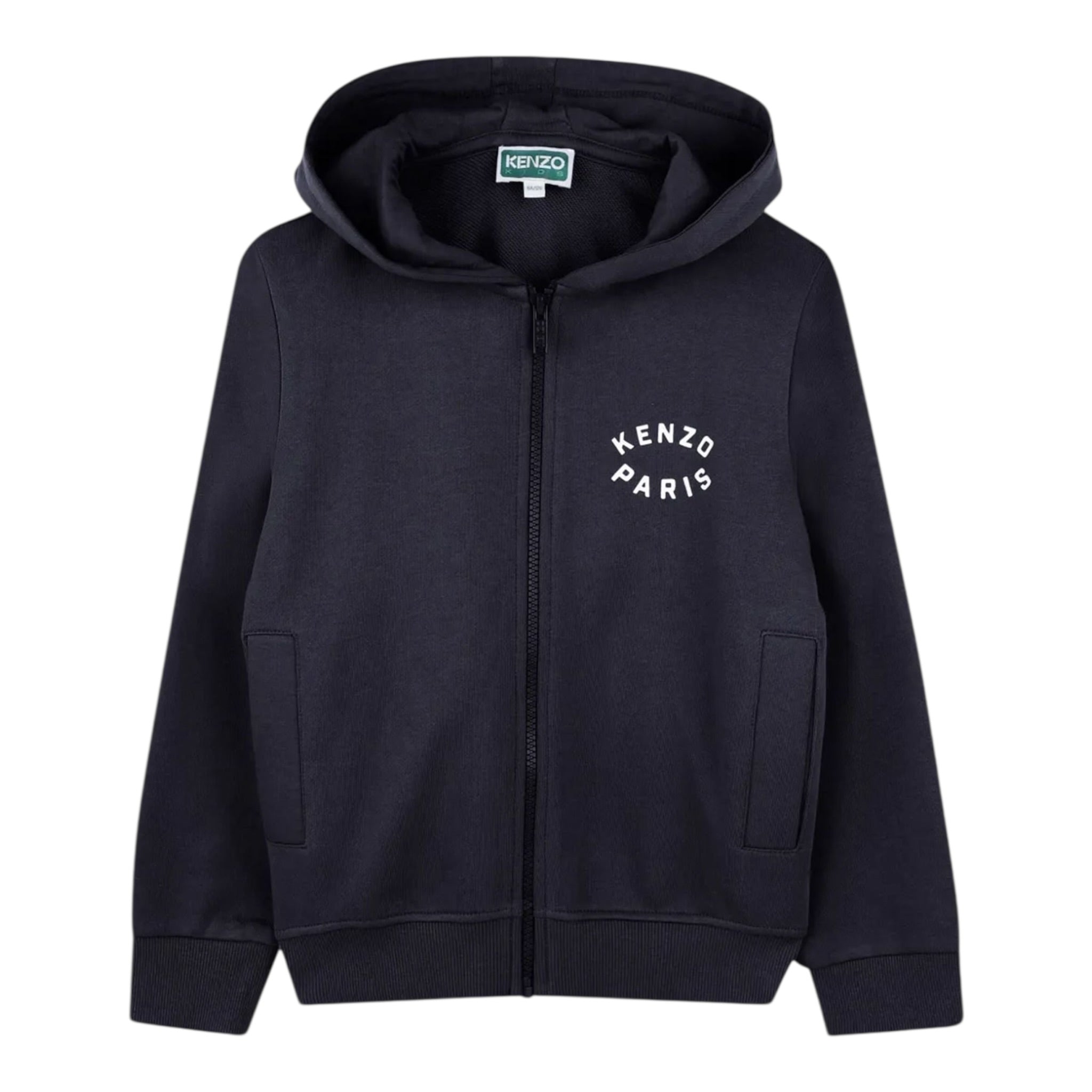 Kenzo Felpa con Zip E Cappuccio Tinta Unita con Logo per Bambino K61190 BLU KENZO 
