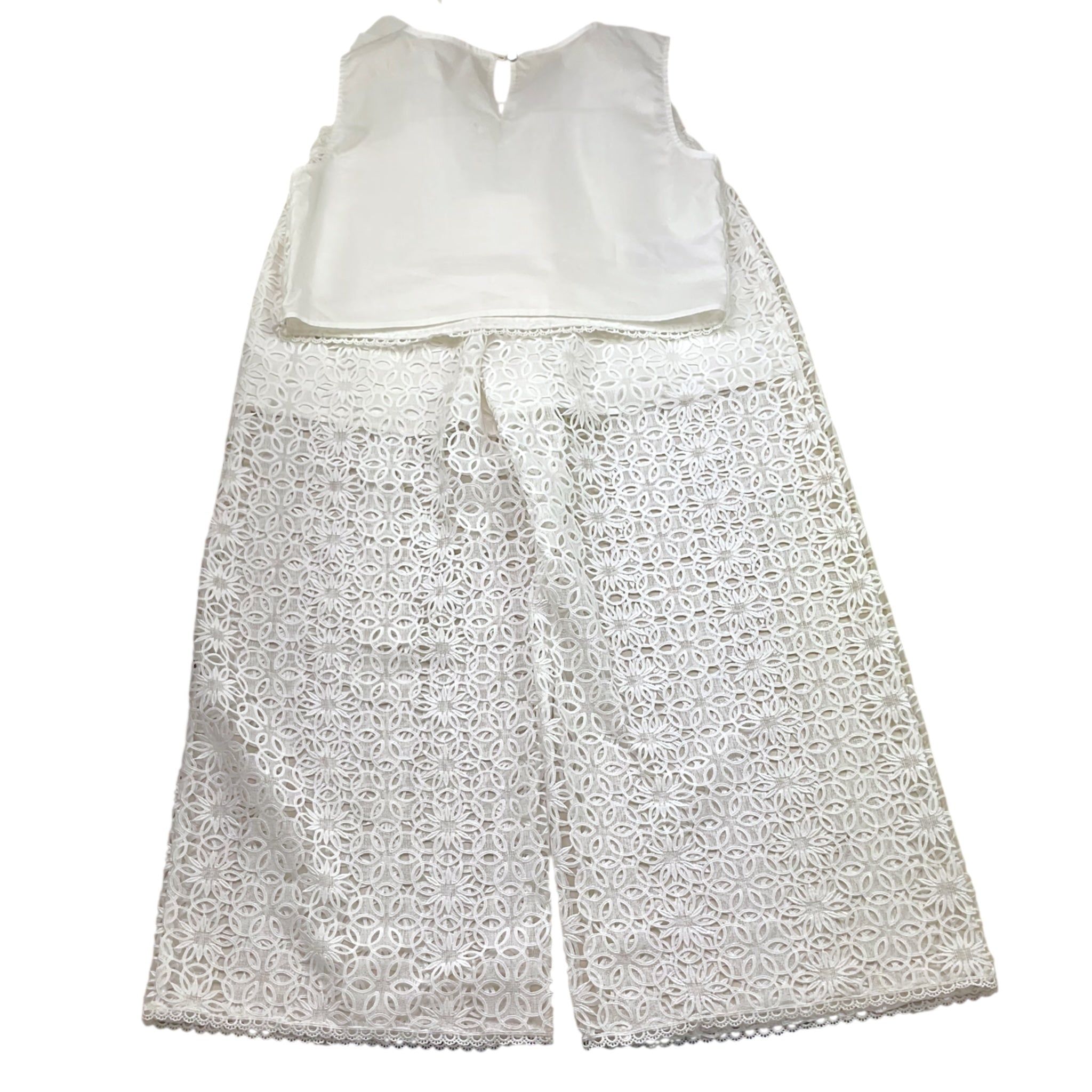 Kocca Completo 2 Pezzi Pantalone-Top Tinta Unita con Ricami per Bambina 60725 BIANCO Kocca 