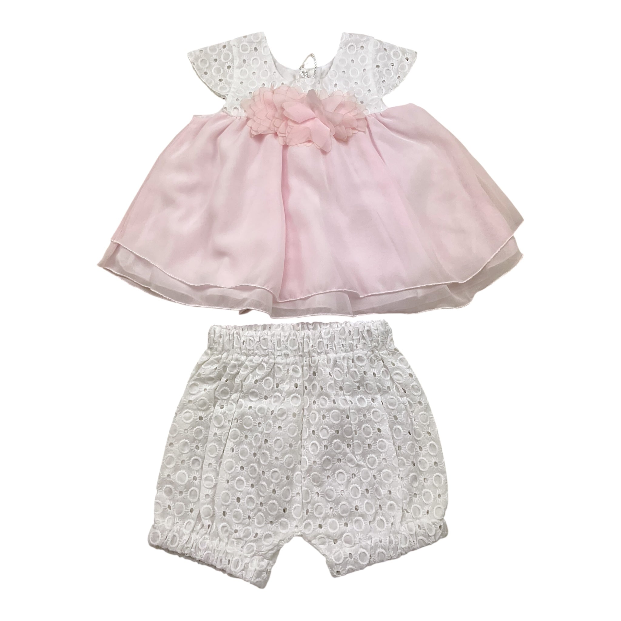 La Sartoria Dei Piccoli Completo 2 Pezzi Top-Short Bicolore per Neonata LPB3091 BIANCO/ROSA LA SARTORIA DEI PICCOLI 