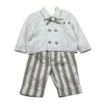 Marlu' Completo 4 Pezzi Cardigan-Camicia-Papillin-Pantalone per Neonato EF6661 PANNA MARLU' 