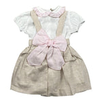 La Stupenderia Completo 2 Pezzi Body-Salopette Bicolore per Neonata TBCT54 BIANCO/BEIGE LA STUPENDERIA 