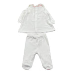 Lalalu' Completo 2 Pezzi Shirt-Ghettina Tinta Unita con Stampa per Neonata CPL017P BIANCO LALALU' 