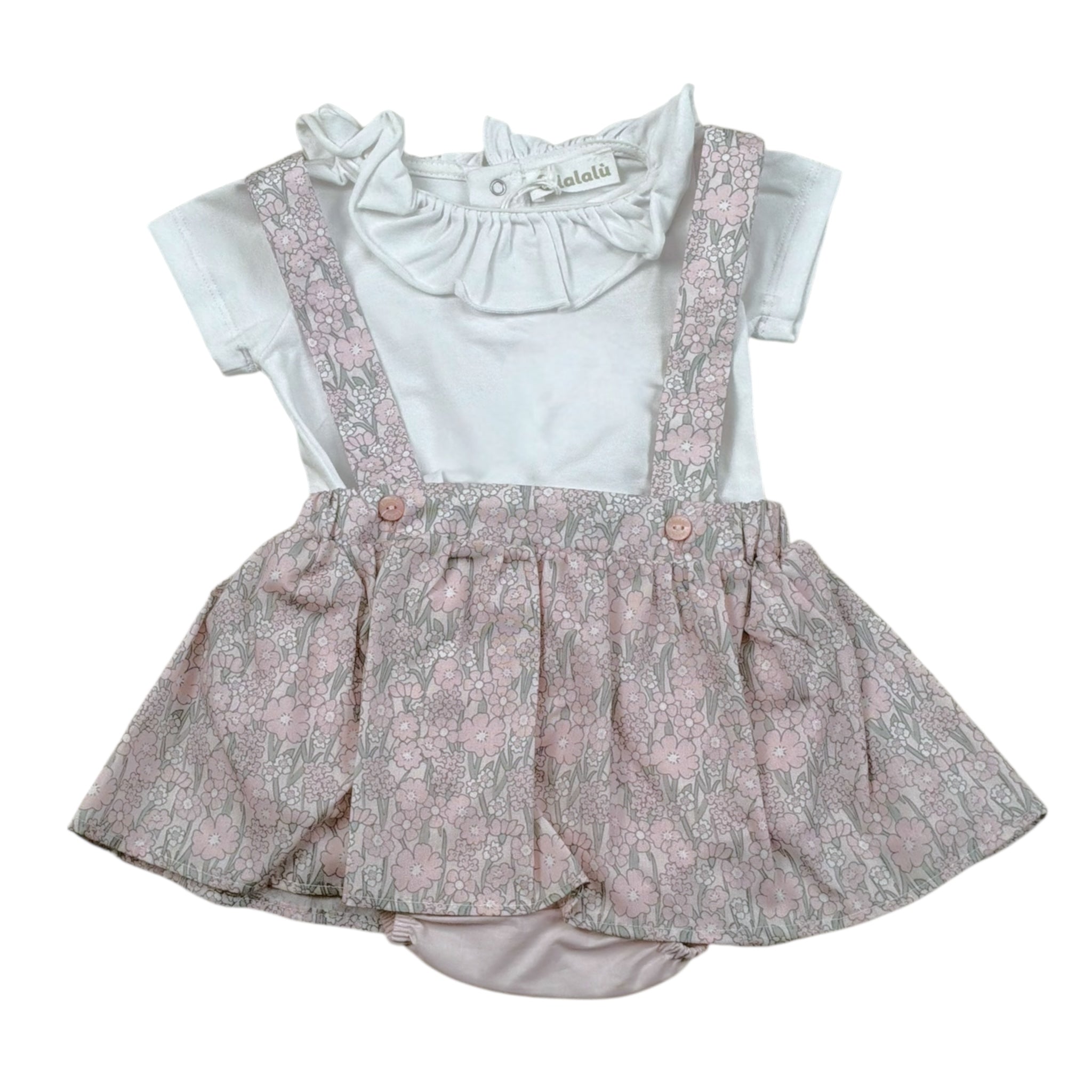 Lalalu' Completo 2 Pezzi Salopette-T-Shirts per Neonata SLTL10P BIANCO/ROSA LALALU' 